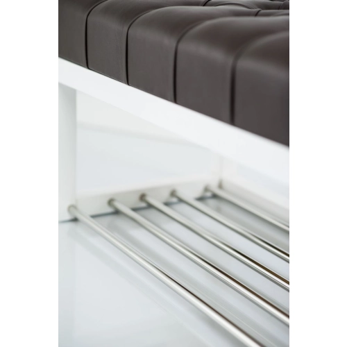 Ławeczka Pufa Pikowana Ekoskóra Brąz Guzik Tapicerowany LPP-4 + Wieszak Ścienny WDC-19 Kolory