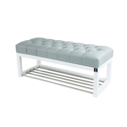 Ławeczka Pufa Pikowana Ekoskóra Popiel Guzik Tapicerowany LPP-4 Rozmiary od 50 cm do 200 cm
