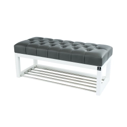 Ławeczka Pufa Pikowana Ekoskóra Grafit Guzik Tapicerowany LPP-4 Rozmiary od 50 cm do 200 cm