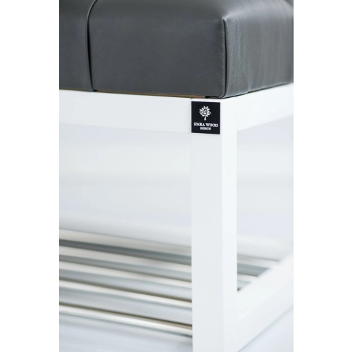 Ławka Pufa Pikowana Ekoskóra Grafit Guzik Tapicerowany LPP-4 + Wieszak Ścienny WDC-5 Kolory