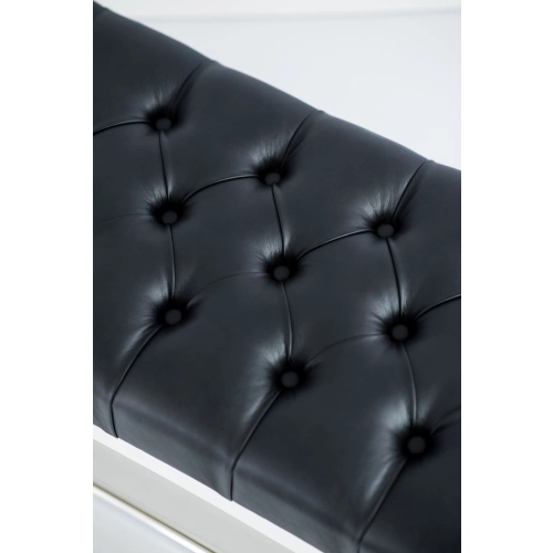 Ławeczka Pufa Pikowana  Ekoskóra Czarny Guzik Tapicerowany LPP-4 + Wieszak Ścienny WDC-17 Kolory