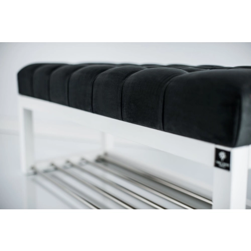 Ławeczka Pufa Pikowana Grafitowy Guzik Tapicerowany LPP-4 + Wieszak Ścienny WDC-17 Kolory