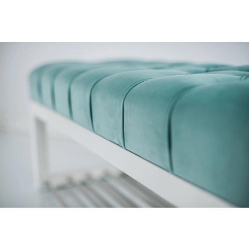 Ławka Pufa Pikowana Mięta Guzik Tapicerowany LPP-4 + Wieszak Ścienny WDC-22 Kolory