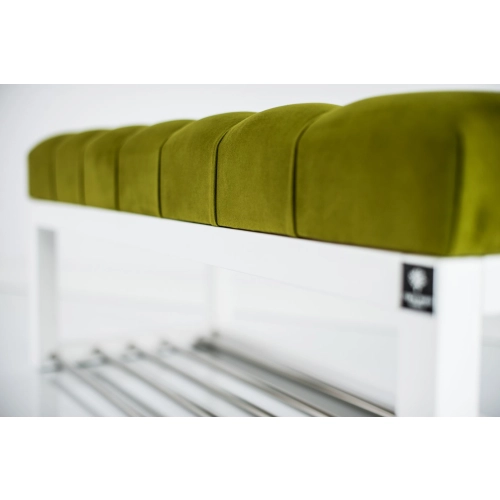 Ławka Pufa Pikowana Zielony Guzik Tapicerowany LPP-4 + Wieszak Ścienny WDC-22 Kolory