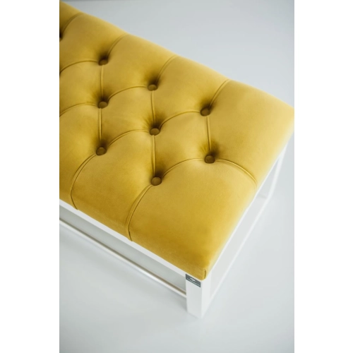 Ławeczka Pufa Pikowana Żółty Guzik Tapicerowany LPP-4 + Wieszak Ścienny WDC-17 Kolory