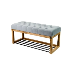 Ławeczka Pufa Pikowana Popiel Guzik Tapicerowany Dębowa Loft LPP-4 Rozmiary od 50 cm do 200 cm