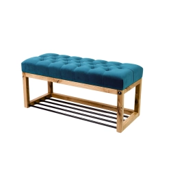 Ławeczka Pufa Pikowana Turkus Guzik Tapicerowany Dębowa Loft LPP-4 Rozmiary od 50 cm do 200 cm