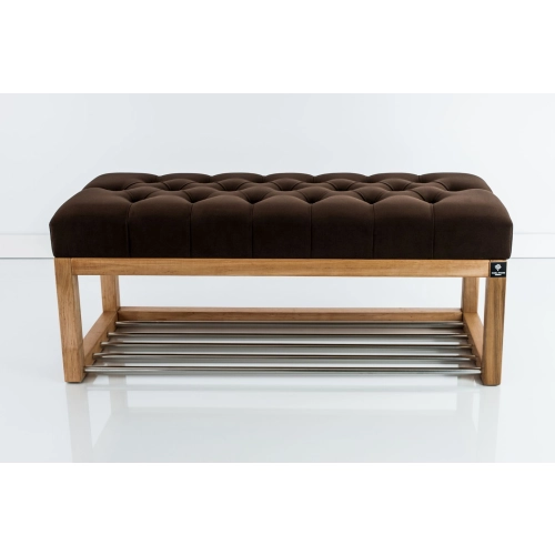 Ławeczka Pufa Pikowana Brązowy Guzik Tapicerowany LPP-4 Rozmiary od 50 cm do 200 cm