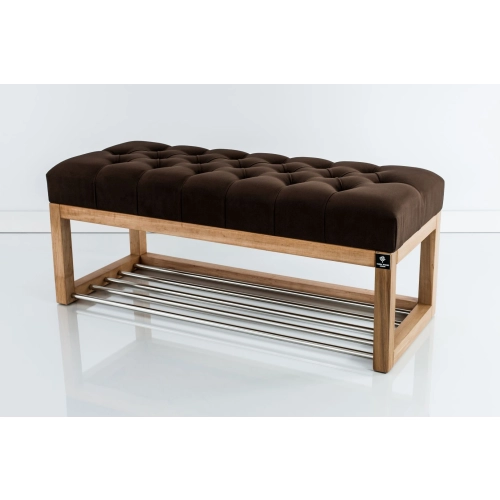 Ławeczka Pufa Pikowana Brązowy Guzik Tapicerowany LPP-4 Rozmiary od 50 cm do 200 cm