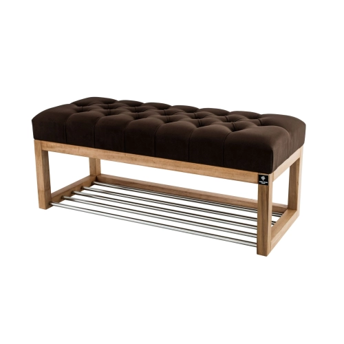 Ławeczka Pufa Pikowana Brązowy Guzik Tapicerowany LPP-4 Rozmiary od 50 cm do 200 cm