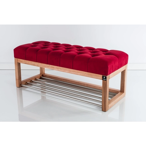 Ławeczka Pufa Pikowana Czerwony Guzik Tapicerowany LPP-4 Rozmiary od 50 cm do 200 cm