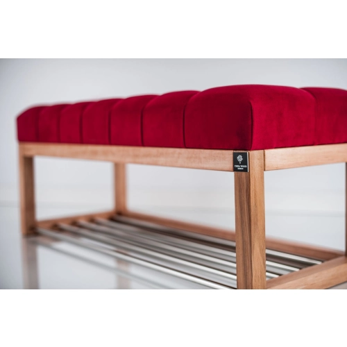 Ławeczka Pufa Pikowana Czerwony Guzik Tapicerowany LPP-4 Rozmiary od 50 cm do 200 cm