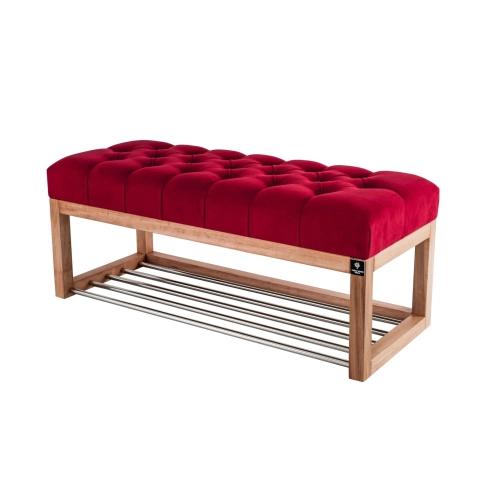 Ławeczka Pufa Pikowana Czerwony Guzik Tapicerowany LPP-4 Rozmiary od 50 cm do 200 cm