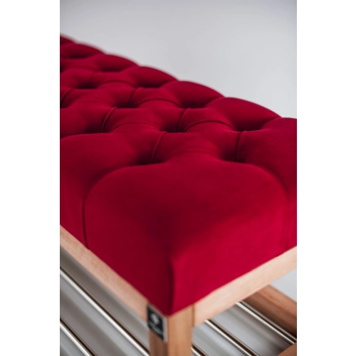 Ławeczka Pufa Pikowana Czerwony Guzik Tapicerowany LPP-4 Rozmiary od 50 cm do 200 cm