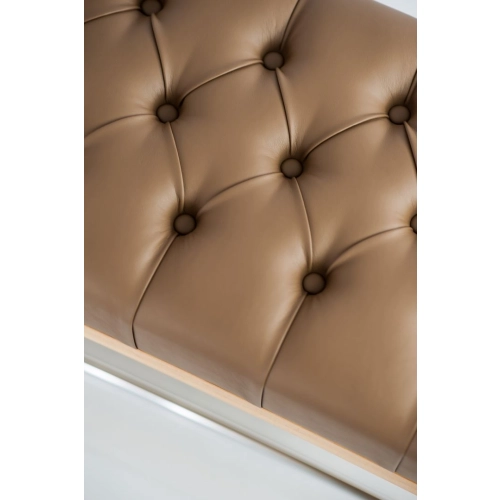 Ławeczka Pufa Pikowana Ekoskóra Cappuccino Guzik Tapicerowany LPP-4 Rozmiary od 50 cm do 200 cm