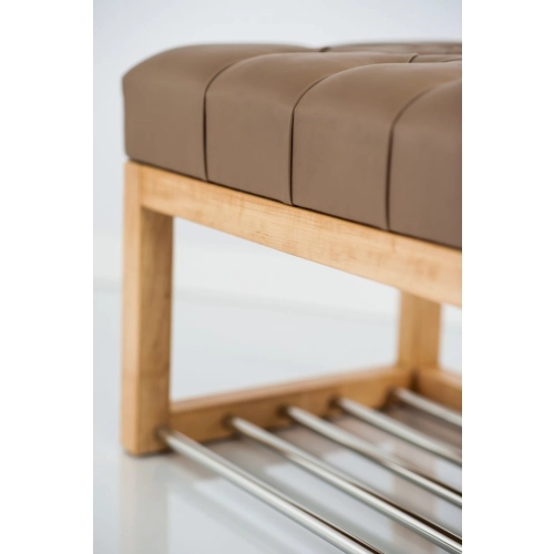 Ławeczka Pufa Pikowana Ekoskóra Cappuccino Guzik Tapicerowany LPP-4 Rozmiary od 50 cm do 200 cm