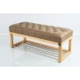 Ławeczka Pufa Pikowana Ekoskóra Cappuccino Guzik Tapicerowany LPP-4 Rozmiary od 50 cm do 200 cm