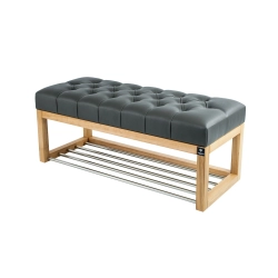 Ławeczka Pufa Pikowana Ekoskóra Grafit Guzik Tapicerowany LPP-4 Rozmiary od 50 cm do 200 cm