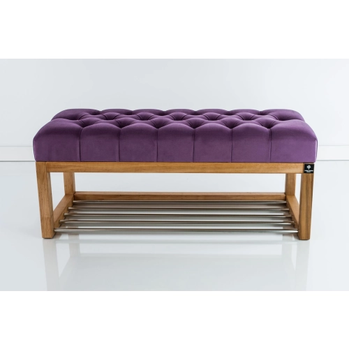 Ławeczka Pufa Pikowana Fioletowy Guzik Tapicerowany LPP-4 Rozmiary od 50 cm do 200 cm
