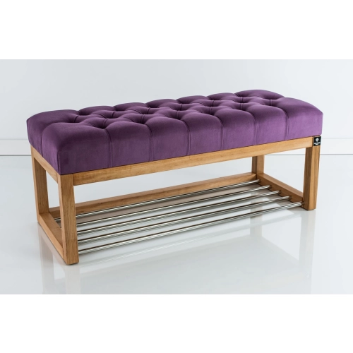 Ławeczka Pufa Pikowana Fioletowy Guzik Tapicerowany LPP-4 Rozmiary od 50 cm do 200 cm
