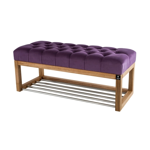 Ławeczka Pufa Pikowana Fioletowy Guzik Tapicerowany LPP-4 Rozmiary od 50 cm do 200 cm
