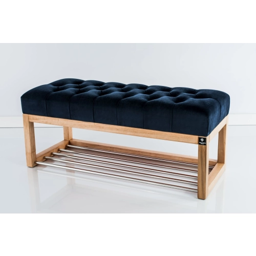 Ławeczka Pufa Pikowana Granat Guzik Tapicerowany LPP-4 Rozmiary od 50 cm do 200 cm