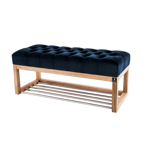 Ławeczka Pufa Pikowana Granat Guzik Tapicerowany LPP-4 Rozmiary od 50 cm do 200 cm