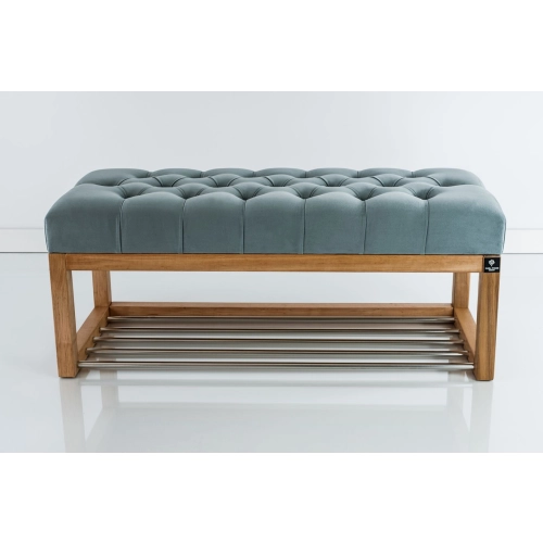 Ławeczka Pufa Pikowana Popielaty Guzik Tapicerowany LPP-4 Rozmiary od 50 cm do 120 cm