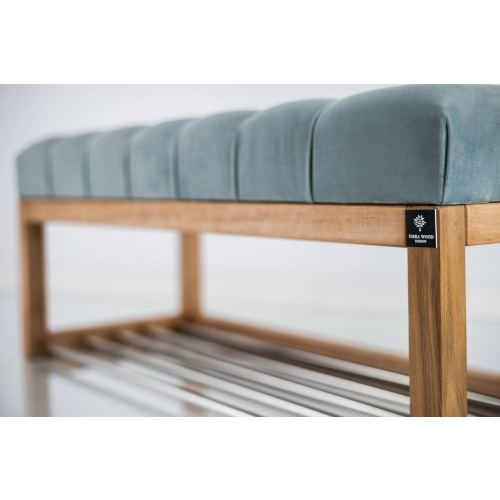 Ławeczka Pufa Pikowana Popielaty Guzik Tapicerowany LPP-4 Rozmiary od 50 cm do 120 cm