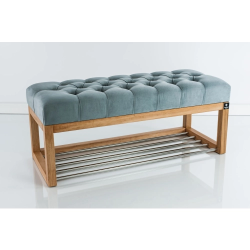 Ławeczka Pufa Pikowana Popielaty Guzik Tapicerowany LPP-4 Rozmiary od 50 cm do 120 cm