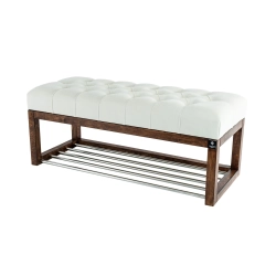 Ławeczka Pufa Pikowana Biały Guzik Tapicerowany LPP-4 Rozmiary od 50 cm do 200 cm