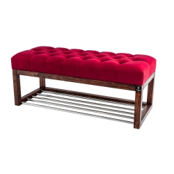 Ławeczka Pufa Pikowana Czerwony Guzik Tapicerowany LPP-4 Rozmiary od 50 cm do 200 cm