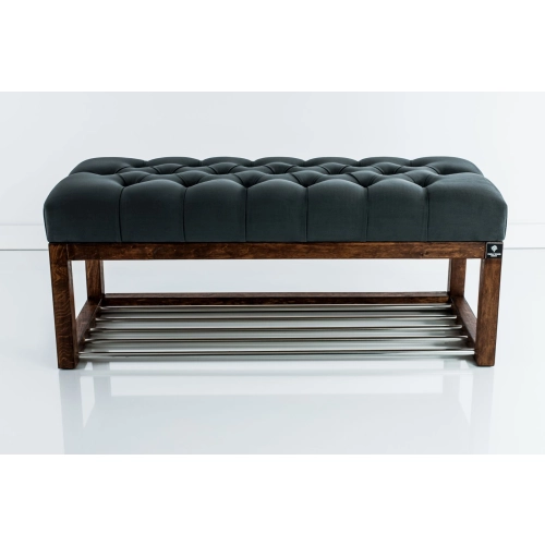Ławeczka Pufa Pikowana Grafitowy Guzik Tapicerowany LPP-4 Rozmiary od 50 cm do 200 cm