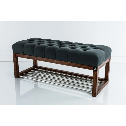Ławeczka Pufa Pikowana Grafitowy Guzik Tapicerowany LPP-4 Rozmiary od 50 cm do 200 cm