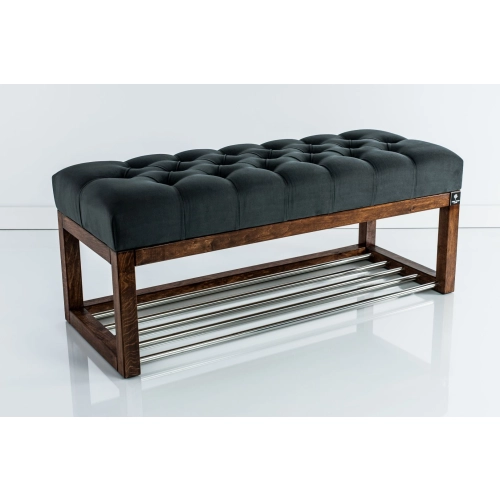 Ławeczka Pufa Pikowana Grafitowy Guzik Tapicerowany LPP-4 Rozmiary od 50 cm do 200 cm