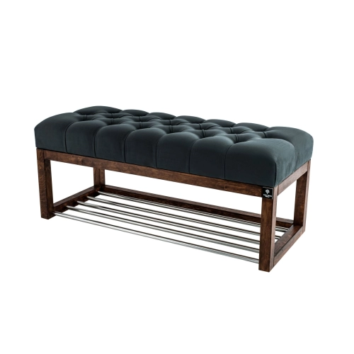 Ławeczka Pufa Pikowana Grafitowy Guzik Tapicerowany LPP-4 Rozmiary od 50 cm do 200 cm