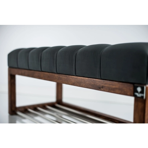 Ławeczka Pufa Pikowana Grafitowy Guzik Tapicerowany LPP-4 Rozmiary od 50 cm do 200 cm