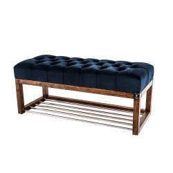 Ławeczka Pufa Pikowana Granat Guzik Tapicerowany LPP-4 Rozmiary od 50 cm do 200 cm