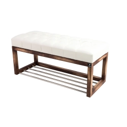 Ławeczka Pufa Pikowana Ekoskóra Biały Guzik Tapicerowany LPP-4 Rozmiary od 50 cm do 200 cm