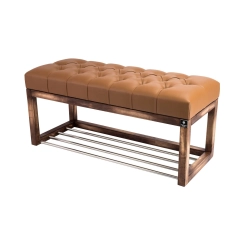 Ławeczka Pufa Pikowana Ekoskóra Cappucino Guzik Tapicerowany LPP-4 Rozmiary od 50 cm do 200 cm