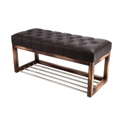 Ławeczka Pufa Pikowana Ekoskóra Brąz Guzik Tapicerowany LPP-4 Rozmiary od 50 cm do 200 cm