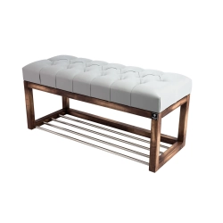 Ławeczka Pufa Pikowana Ekoskóra Popiel Guzik Tapicerowany LPP-4 Rozmiary od 50 cm do 200 cm