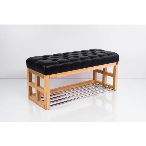 Ławka Szafka Pufa Pikowane Siedzisko Ekoskóra Czarny LPP-40 Rozmiary od 50 cm do 200 cm