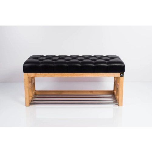 Ławka Szafka Pufa Pikowane Siedzisko Ekoskóra Czarny LPP-40 Rozmiary od 50 cm do 200 cm