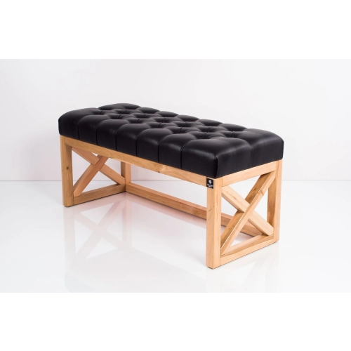 Ławka Szafka Pufa Pikowane Siedzisko Ekoskóra Czarny LPP-43 Rozmiary od 50 cm do 200 cm