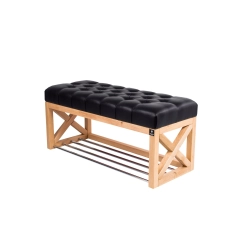 Ławka Szafka Pufa Pikowane Siedzisko Ekoskóra Czarny LPP-44 Rozmiary od 50 cm do 200 cm