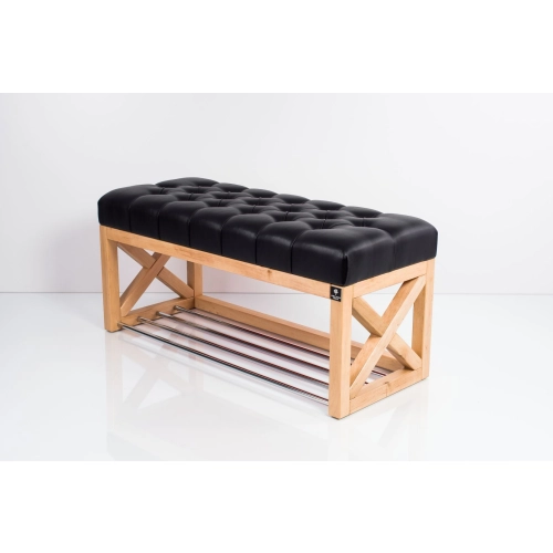 Ławka Szafka Pufa Pikowane Siedzisko Ekoskóra Czarny LPP-44 Rozmiary od 50 cm do 200 cm