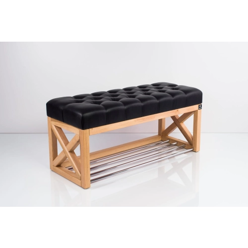 Ławka Szafka Pufa Pikowane Siedzisko Ekoskóra Czarny LPP-44 Rozmiary od 50 cm do 200 cm