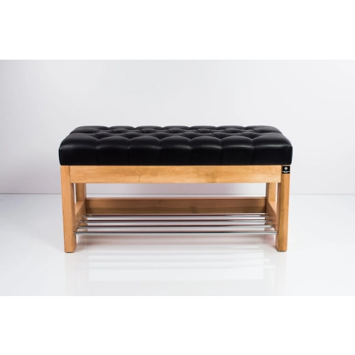 Ławka Szafka Pufa Pikowane Siedzisko Ekoskóra Czarny LPP-46 Rozmiary od 50 cm do 200 cm