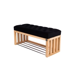 Ławka Szafka Pufa Pikowane Siedzisko Czarny LPP-48 Rozmiary od 50 cm do 200 cm